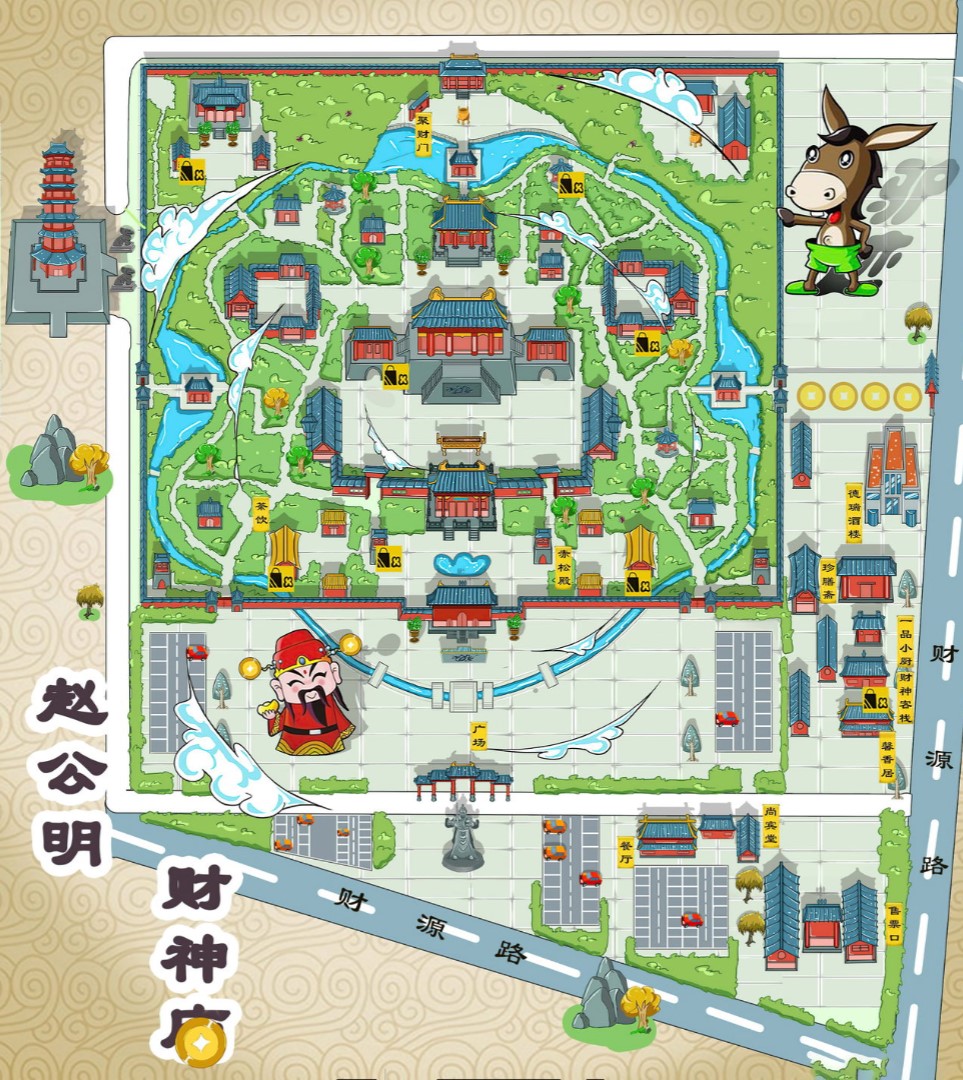 巴塘寺庙类手绘地图